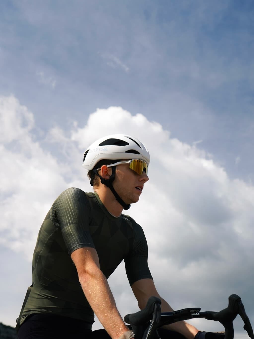 Chase in a moment of focus before a race start.